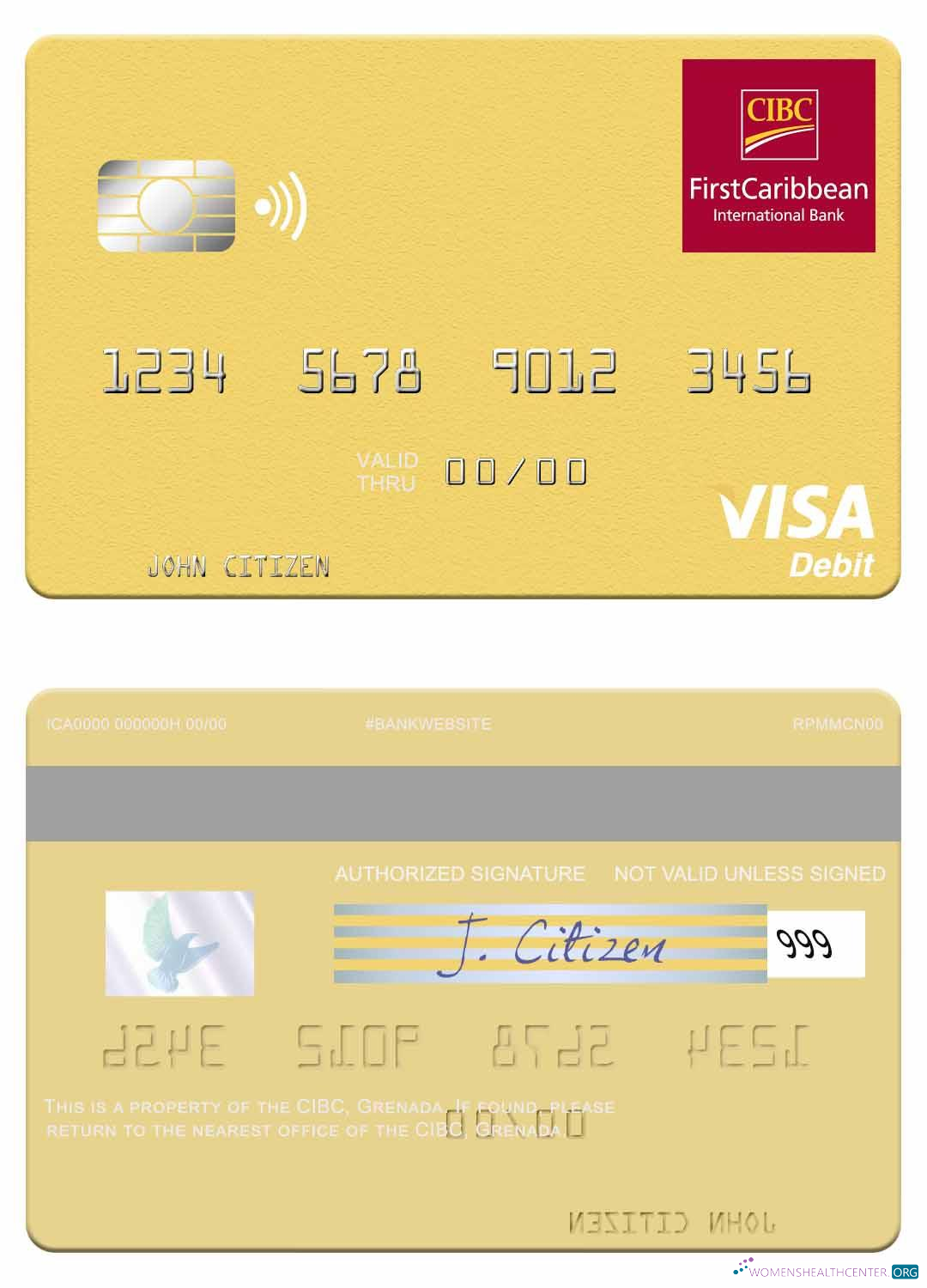 Download Grenada CBIC visa debit card Photoshop template
